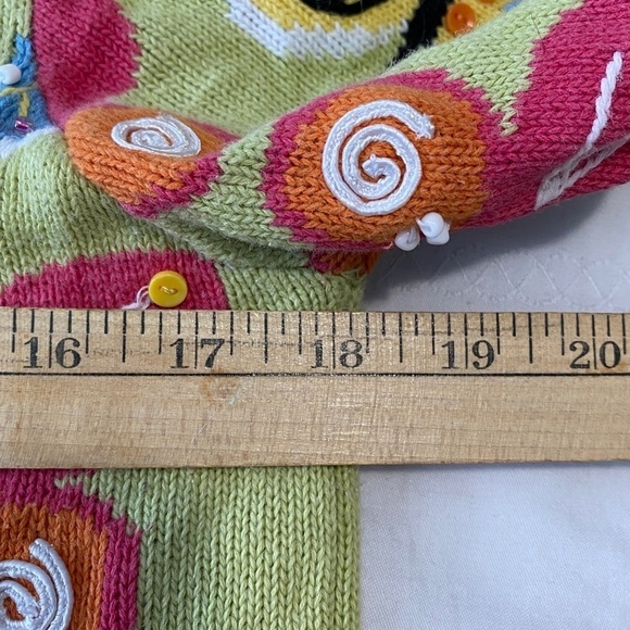 Susan‎ Bristol VINTAGE Women's Green Butterfly Ramie Knit Button Cardigan Small - Picture 9 of 16